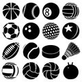 Sport balls icons set play types, simple style