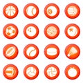 Sport balls icons set red vector