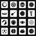 Sport balls icons set squares vector Royalty Free Stock Photo