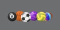 Sport balls isolated tournament win round basket soccer equipment and recreation leather group traditional different