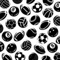 Sport balls pattern background set. Collection icons sport balls. Vector Royalty Free Stock Photo