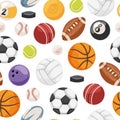 Sport balls seamless pattern vector.