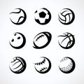Sport balls set. Collection icons sport balls. Vector Royalty Free Stock Photo