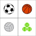 Sport balls set, vector flat style Royalty Free Stock Photo