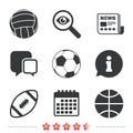 Sport balls. Volleyball, Basketball, Soccer. Royalty Free Stock Photo