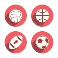 Sport balls. Volleyball, Basketball, Soccer Royalty Free Stock Photo