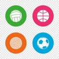 Sport balls. Volleyball, Basketball, Soccer. Royalty Free Stock Photo