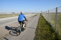 Sport bicyclers practice biking in Kastrup Copenhagen Denmark