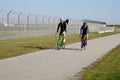 Sport bicyclers practice biking in Kastrup Copenhagen Denmark