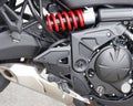 Sport bike engine, exhaust and shock absorber Royalty Free Stock Photo