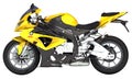 Sport Bike Yellow Racing Motorcycle 3D rendering side view