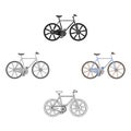 Sport bike racing on the track. Speed bike with reinforced wheels.Different Bicycle single icon in cartoon,black style