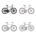 Sport bike racing on the track. Speed bike with reinforced wheels.Different Bicycle single icon in cartoon style vector