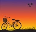 Sport bike vintage sunset vector illustration and silhouette.