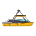 Sport boat side view isolted cartoon