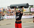 Sport bodybuilding lifestyle and a special concept of a man-a man lifts a projectile at competitions