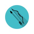 Sport bow and arrow long shadow icon. Simple glyph, flat vector of arrow icons for ui and ux, website or mobile application