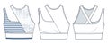 Sport Bra technical fashion illustration, fashion design. Crop Top fashion flat technical drawing template