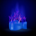 Sport Burning Blue Glove with Fire Flame