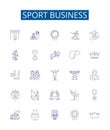 Sport business line icons signs set. Design collection of Sports, Business, Management, Marketing, Sponsorships