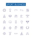 Sport business line icons signs set. Design collection of Sports, Business, Management, Marketing, Sponsorships