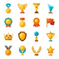 Sport or business trophy award icons set