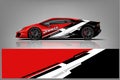 Sport Car decal wrap design vector. Graphic abstract stripe racing background kit designs for vehicle