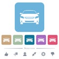 Sport car front view flat icons on color rounded square backgrounds Royalty Free Stock Photo