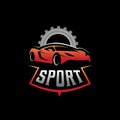 sport car garage icon logo template vector illustration design. car repair service, automotive and gear logo concept Royalty Free Stock Photo