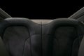 Rear leather seats. Sport car interior detail.