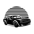 Sport Car Logo Vintage Retro. Car Auto Silhouette Label Symbol. Car Service Sticker Black and White Vector Illustration