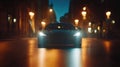 Sport Car at Night Speeding Through Darkness. Royalty Free Stock Photo