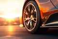 Sport car on the road with motion blur background. 3d rendering Royalty Free Stock Photo
