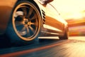 Sport car on the road side view with motion blur background. 3d rendering Royalty Free Stock Photo