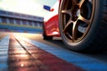 Sport car on the road side view with motion blur background. 3d rendering Royalty Free Stock Photo