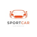 Sport car service logo design, concept vehicle icon silhouette on white background. Template emblem. Royalty Free Stock Photo