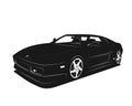 Sport car vector illustration. Black and white silhouette. Power fast luxury vehicle