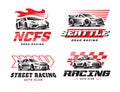 Sport cars logo illustration on white background. Royalty Free Stock Photo