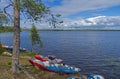 Sport catamarans on the lake.