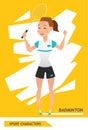 Sport characters badminton player vector