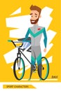 Sport characters bicycle rider player vector