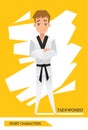 Sport characters taekwondo player vector