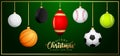 Sport Christmas balls - Greeting Card - Soccer, Basketball, Baseball, Tennis, Golf, Football, Hockey ornament