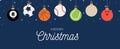 Sport Christmas greeting card. Christmas card with sport baseball, basketball, football, tennis, cricket, soccer, volleyball,