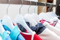 Sport clothes on hangers Royalty Free Stock Photo
