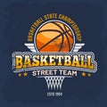 Sport clothing sign with ball for streetball team