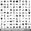 100 sport club icons set, simple style Royalty Free Stock Photo