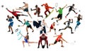 Sport collage about female athletes or players. The tennis, running, badminton, volleyball. Royalty Free Stock Photo