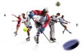 Sport collage volleyball tennis football baseball ice hockey soccer etc Royalty Free Stock Photo