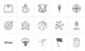 Sport and competition hand drawn outline doodle icon set. Royalty Free Stock Photo